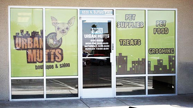 Perforated Window Graphics for a Dog Salon