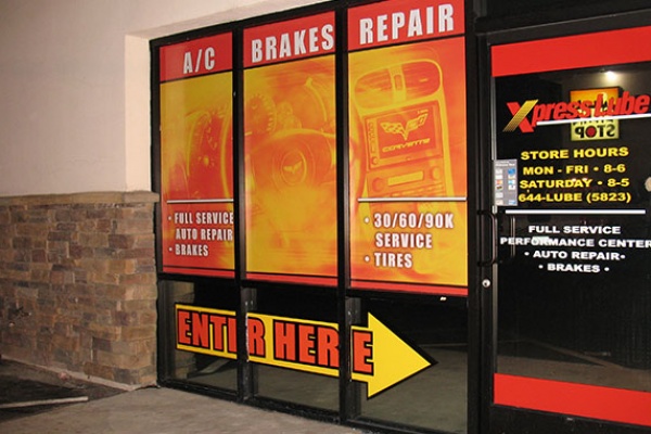 Window Lettering for a Car Shop